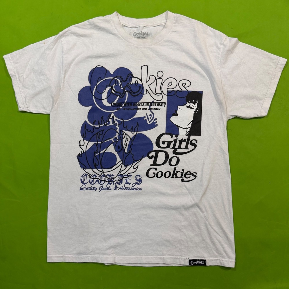 Cookies Girls Do Cookies Graphic T-Shirt Mens Large White Streetwear Tee